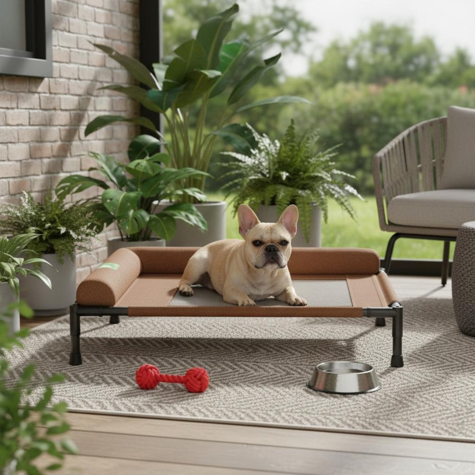 Raised Pet Bed Raised Pet Cot Sturdy Frame Dog Cot with Bolster for Small Dogs