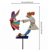 Garden Windmills Ornament Outdoor Display Metal Pole Windmills Smooth Rotating Metal Wind Rotator