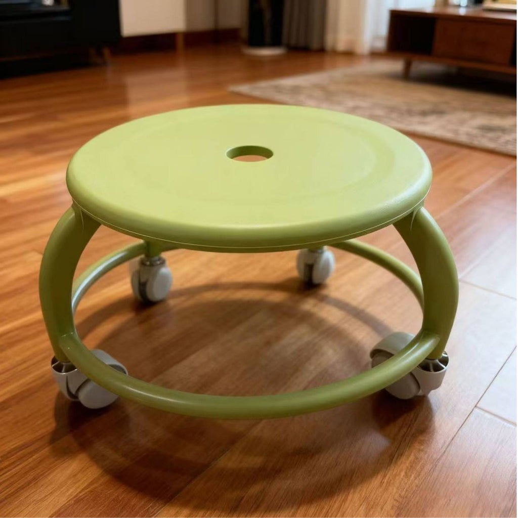 Plastic Wheeled Stool Quiet Wheels Floor Roller Seat for Living Room, Toddlers