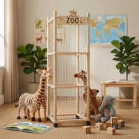 Wooden Stuffed Toy Storage Enclosure Uncovered Design Stuffed Creature Storage Enclosure Stuffed Toy Organizer Natural Wood