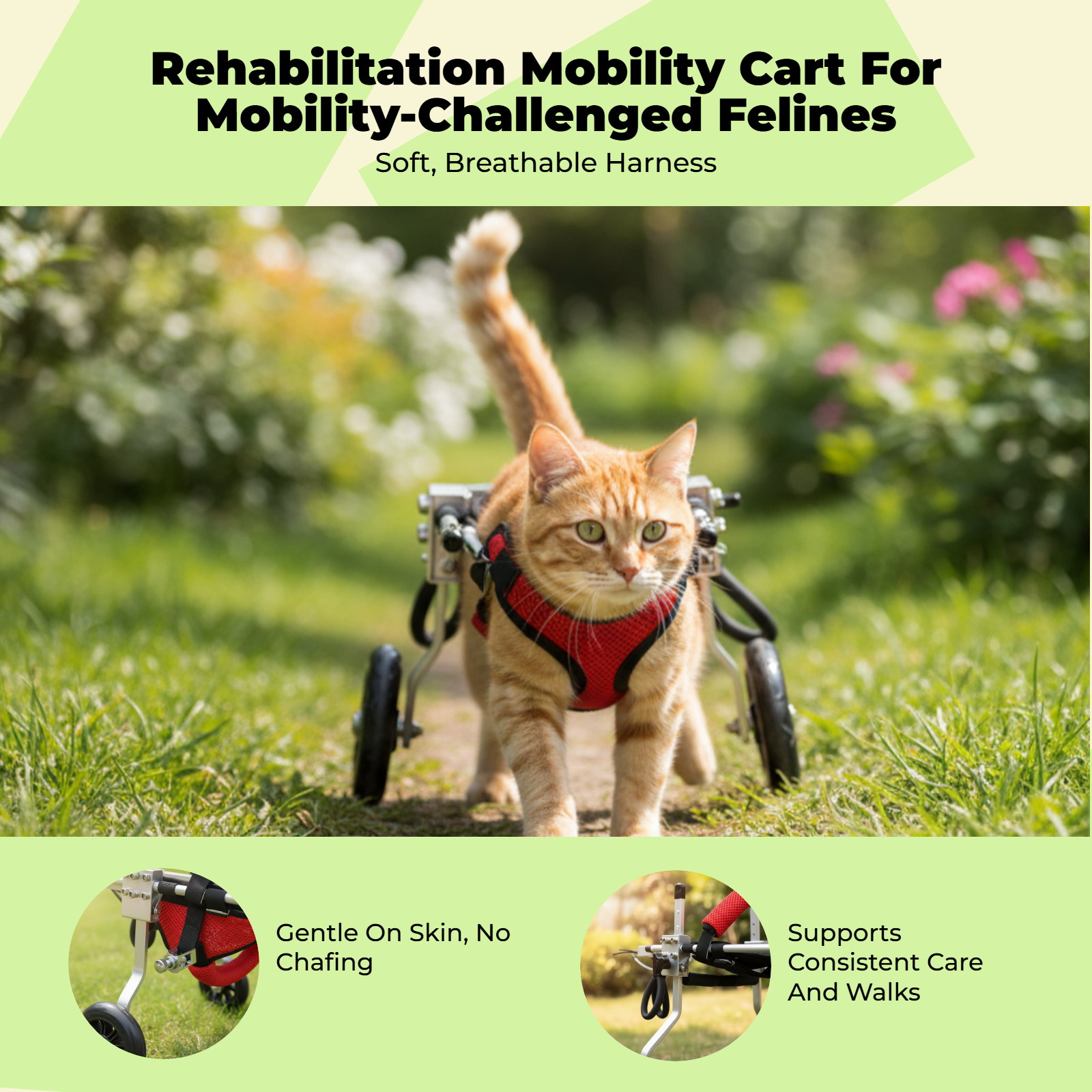 Adjustable wheelchair for disabled cats