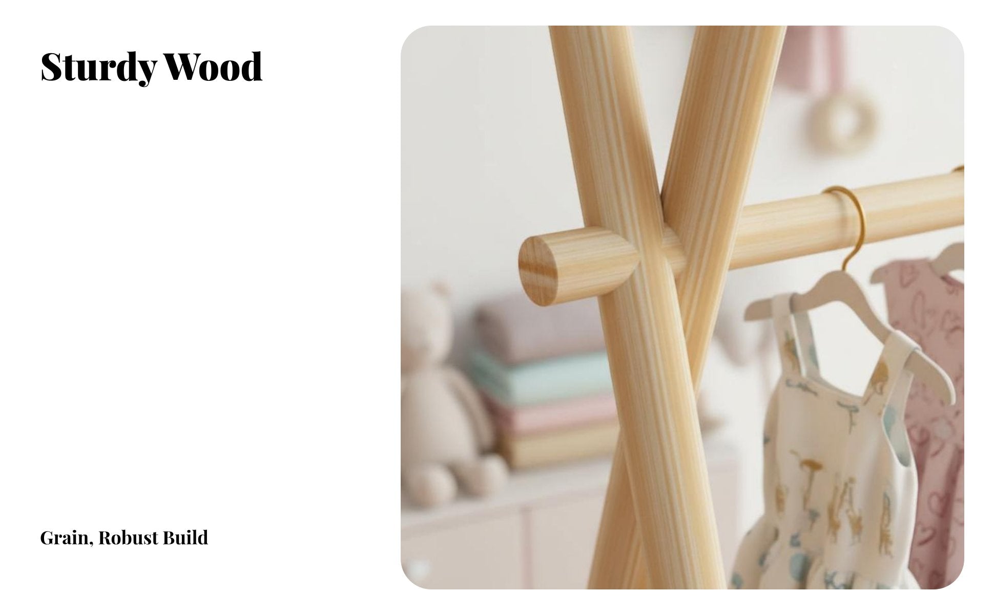 toddler's Wooden Clothes Tree polished Rounded Edges Nursery Furniture for Infants