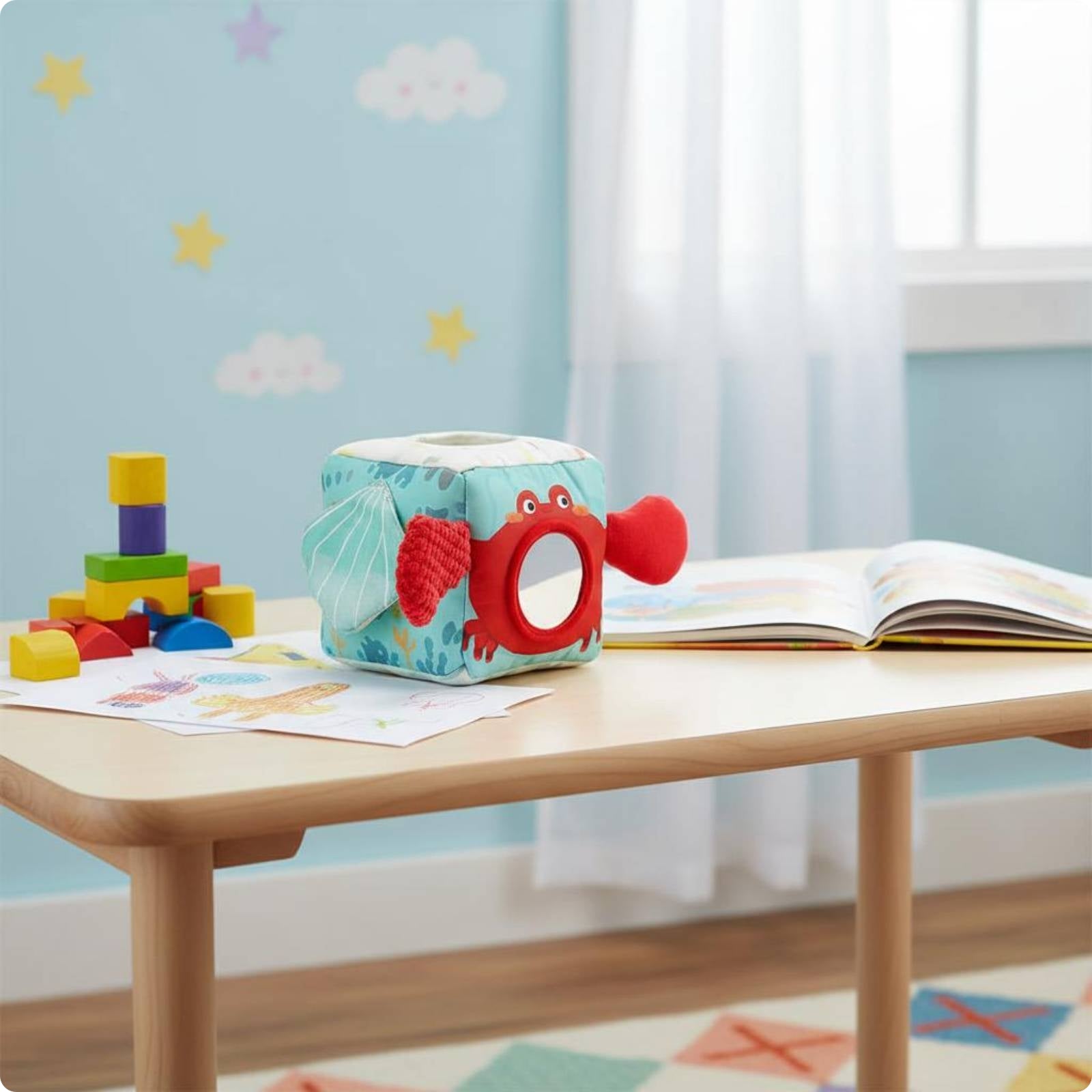 Baby Tissue Box Sensory Toy Soft Child-Led Tissue Box Toy Portable for Infants