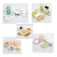 Miniature Wooden Furniture Set Pastel Children'toy Screen-Unrestricted Fun