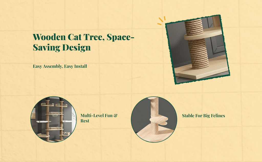 Multi-level wood cat condo tower