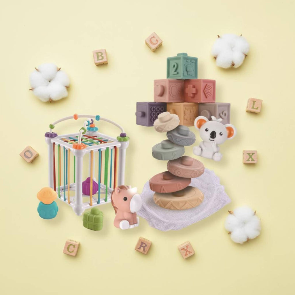 Soft Stacking Blocks Textured Silicone Baby Blocks Fine Movement Skills