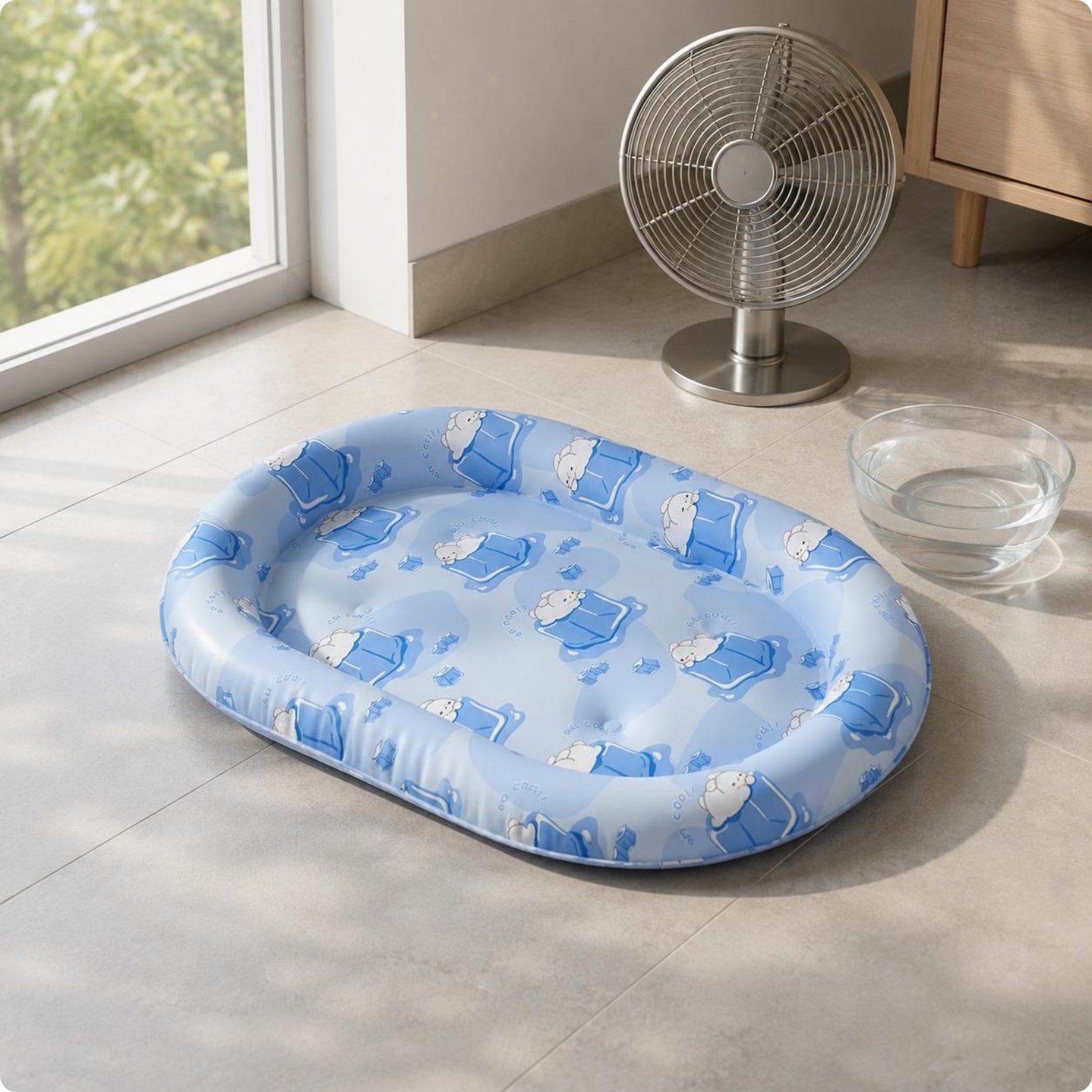 Oval Cooling Bed Wipeable Polymer Gel Pet Bed