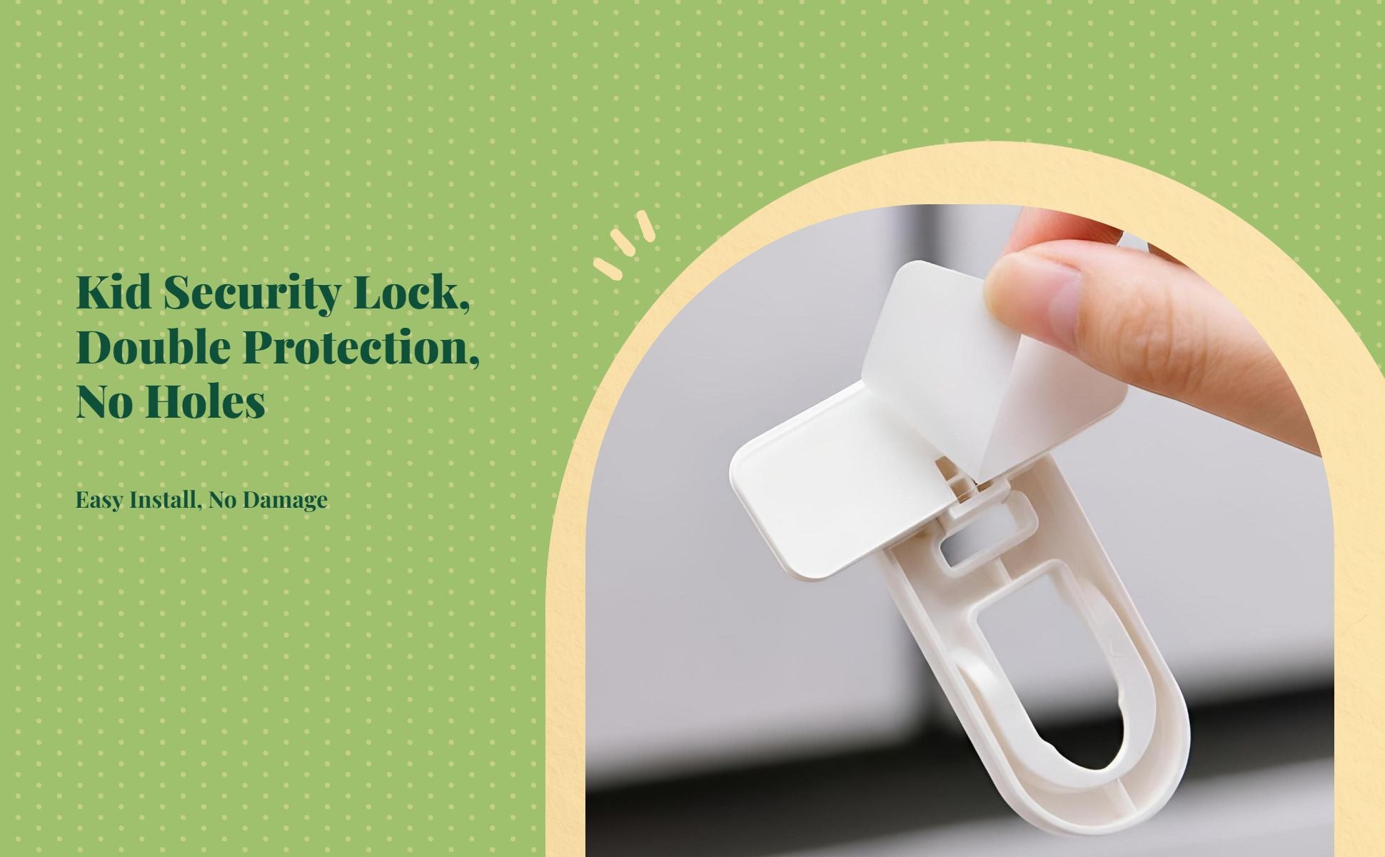 Infant Security Lock, Infant protected Cabinet Latch, Easy Installation, Drawer, Refrigerator, Door, Alabaster