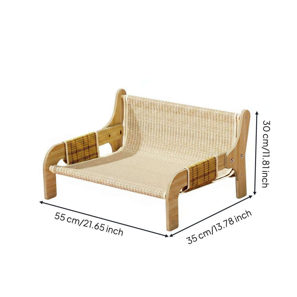 Wooden Cat Sofa Scratch-Friendly Cat Lounge Chair Sturdy Wood Frame Raised Pet Couch for Cats, Indoor