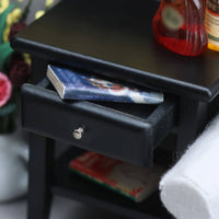 1:12 Scale Dollhouse Nightstand Modern Design Bedside Table Functional Drawer Miniature Bedside Table for Adults