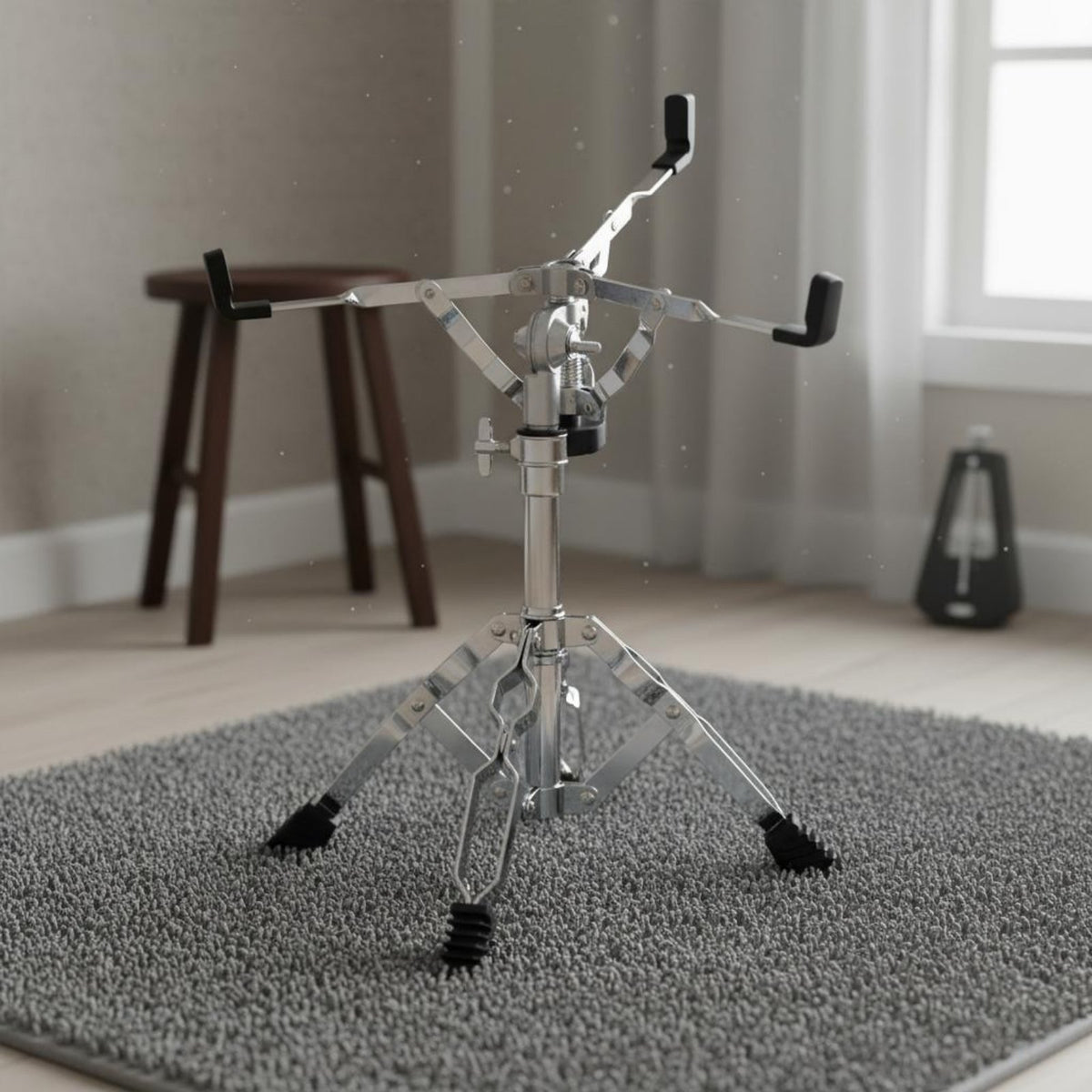Snare Drum Stand Sturdy and Double Braced Snare Stand Foldable Percussion Accessory for Professionals, Studio Sound Production