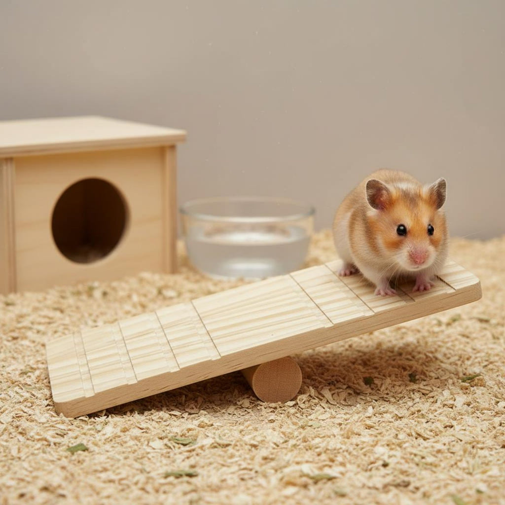 Wooden Hamster Seesaw Safe to Chew Hamster Seesaw Long-Lasting for Playpen