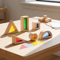 6 Pieces Rainbow Acrylic Building Blocks Science and Engineering Concepts Wooden Acrylic Blocks Sparks Creativity for Young Children, Playroom