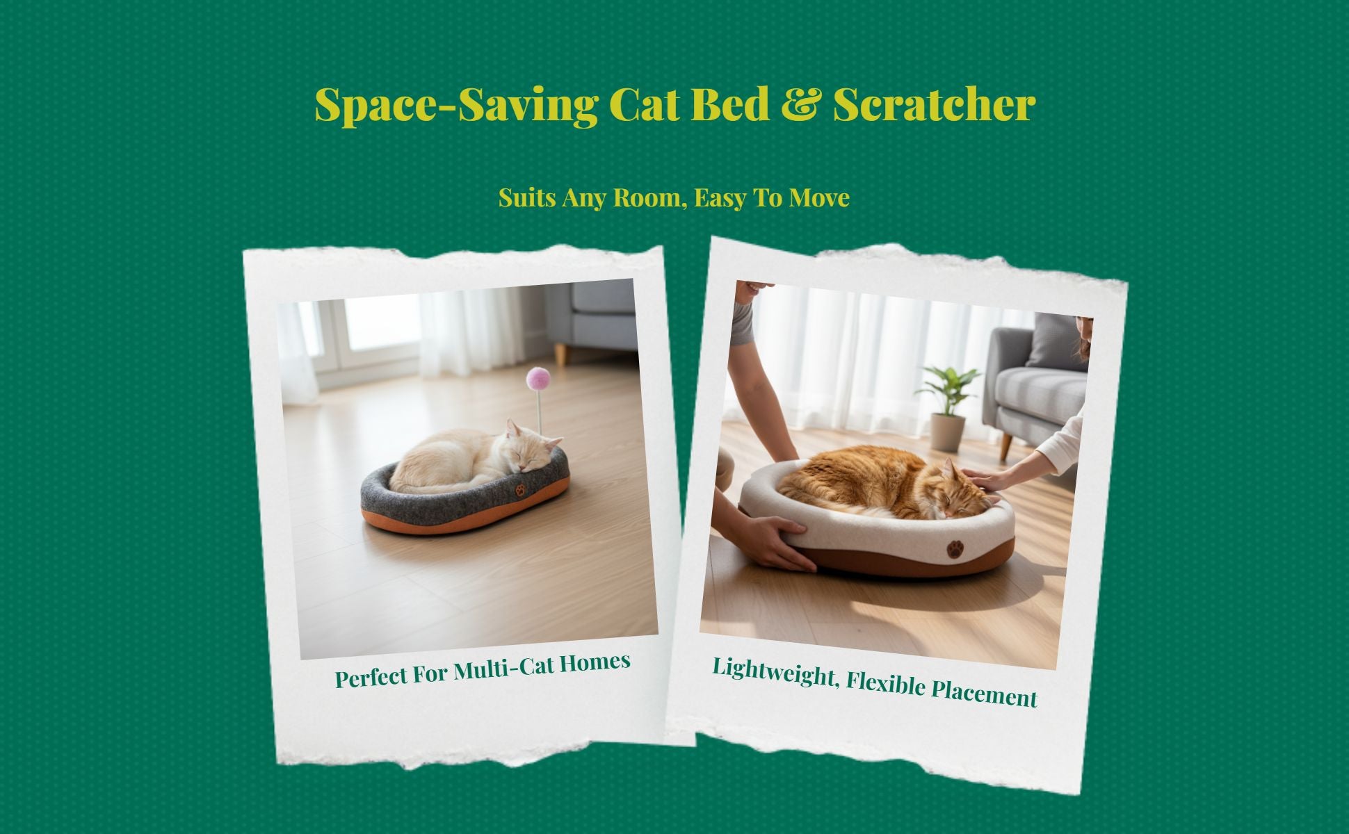 Cat Scratcher Bed, Corrugated Cardboard, 2-in-1 Lounge & Pad