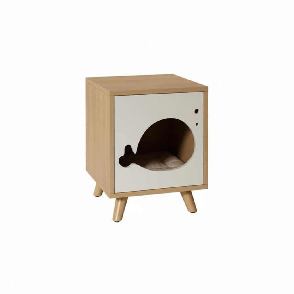 Nightstand with Cat Bed Space-Saving Storage Cabinet Sturdy Construction