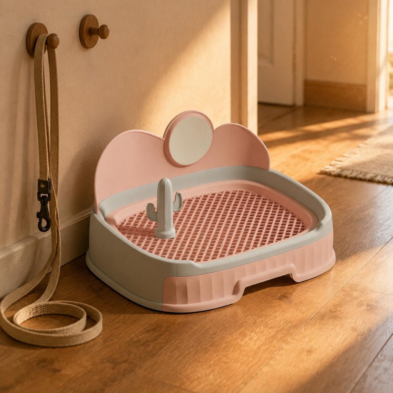 Drawer Pet Toilet Removable Grate Dog Potty Pan Raised Back Panel for Small Dogs