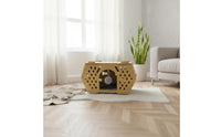 Wooden Cat House Toy Ball Included Wooden Cat Bed Ventilated Animal Furniture for Cats, Indoor