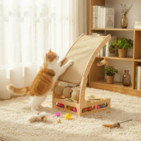 Multifunctional Cat Scratcher Sisal Cat Scratch Ramp with Toys Interactive Puzzle Toy Pet Supplies for Kittens, Indoor