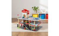Wooden Parking Garage Playset Pretend Play Enjoy-Story Car Ramp Toy Develops Motor Skills for Playroom