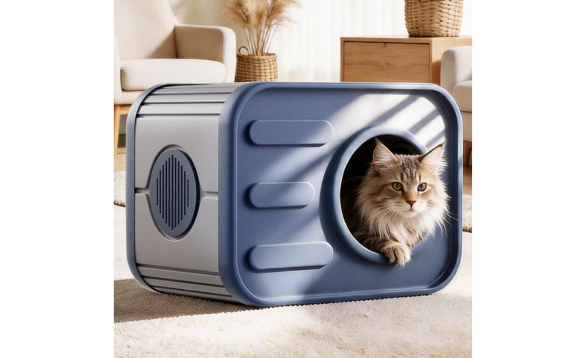 Plastic Pet House Ribbed Top Ventilated Pet Shelter Slatted Side Openings