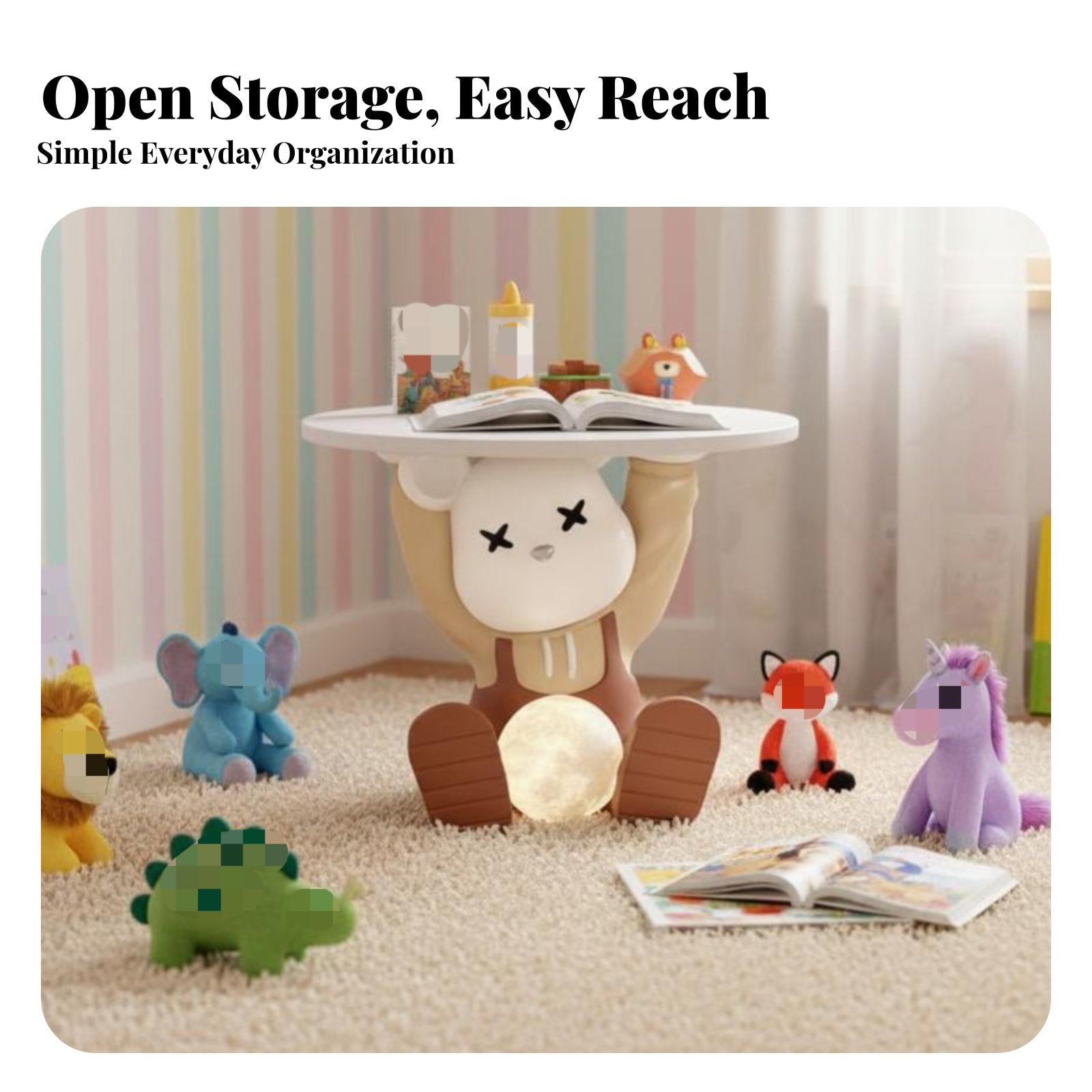 animalShaped Nightstand with Light Space-Saving Animal Sculpture light for Children