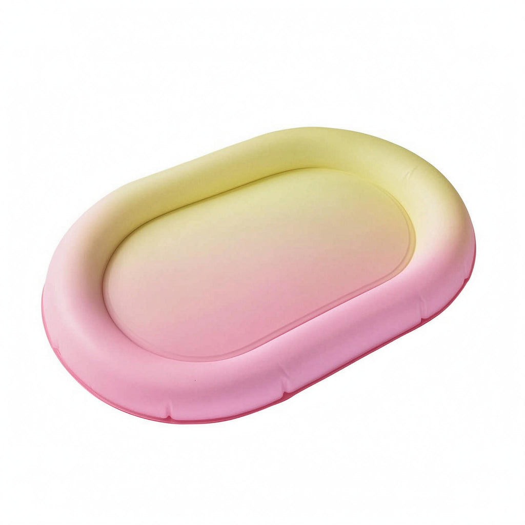 Pet Cooling Bed Layered Design Oval Supportive Rim Dog Bed PVC for Warm Weather