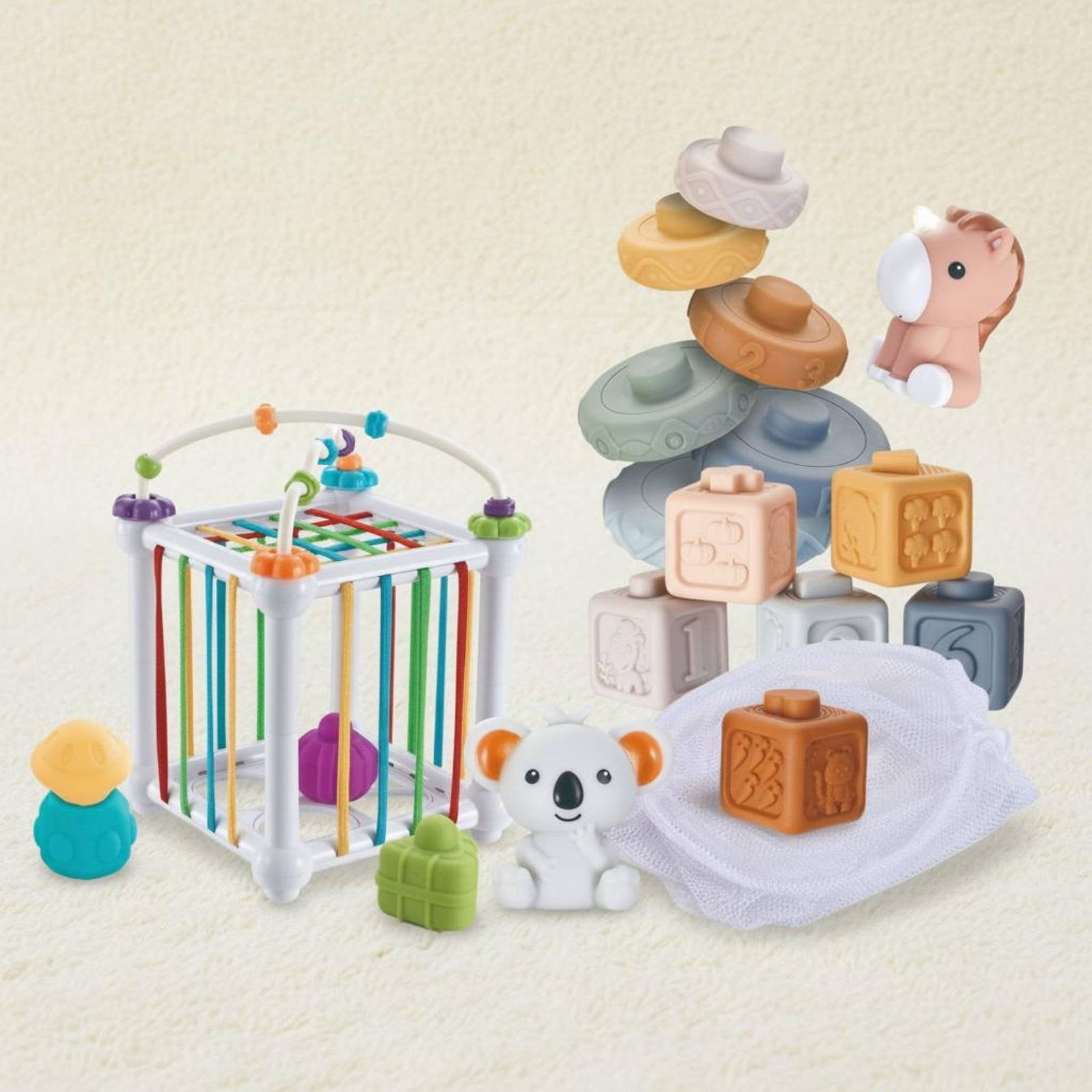 Soft Stacking Blocks Textured Silicone Baby Blocks Fine Movement Skills
