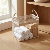 Soft Toy Storage Container Carry Handles Clear Toy Bin Rectangular