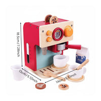 Red Toy Coffee Maker Retro Design Kids Pretend Coffee Maker Set Interactive Features for Playroom