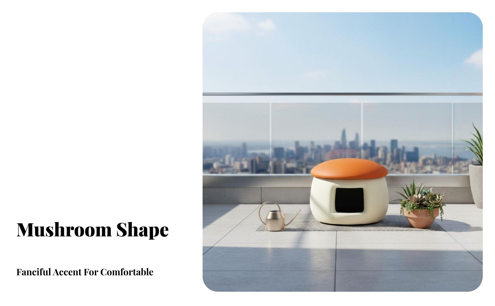 Mushroom-Shaped Cat House Stool Space-Saving Enclosed Pet Retreat Double-functionPurpose Design Multipurpose for Balcony, Indoor