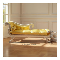 Miniature Long Seat Hand-Sewn 1:12 Scale Fainting Couch Vintage Style Dollhouse Daybed for Collectors, Hobbyists, Diorama