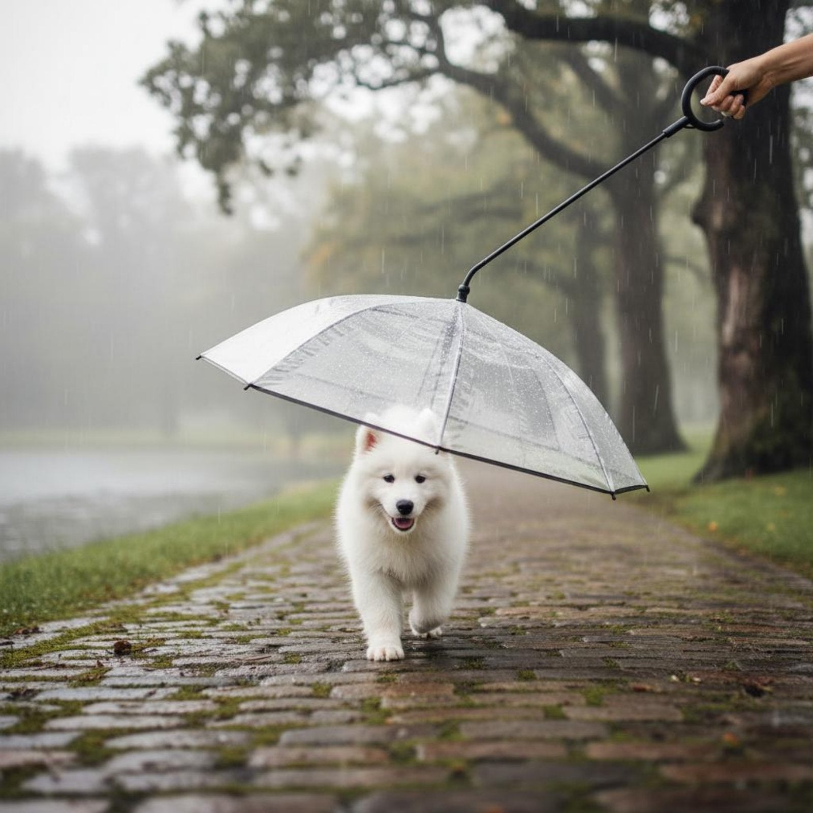 Waterproof Dog Umbrella Hands-Hands-off Transparent Dog Umbrella for Rainy Walks