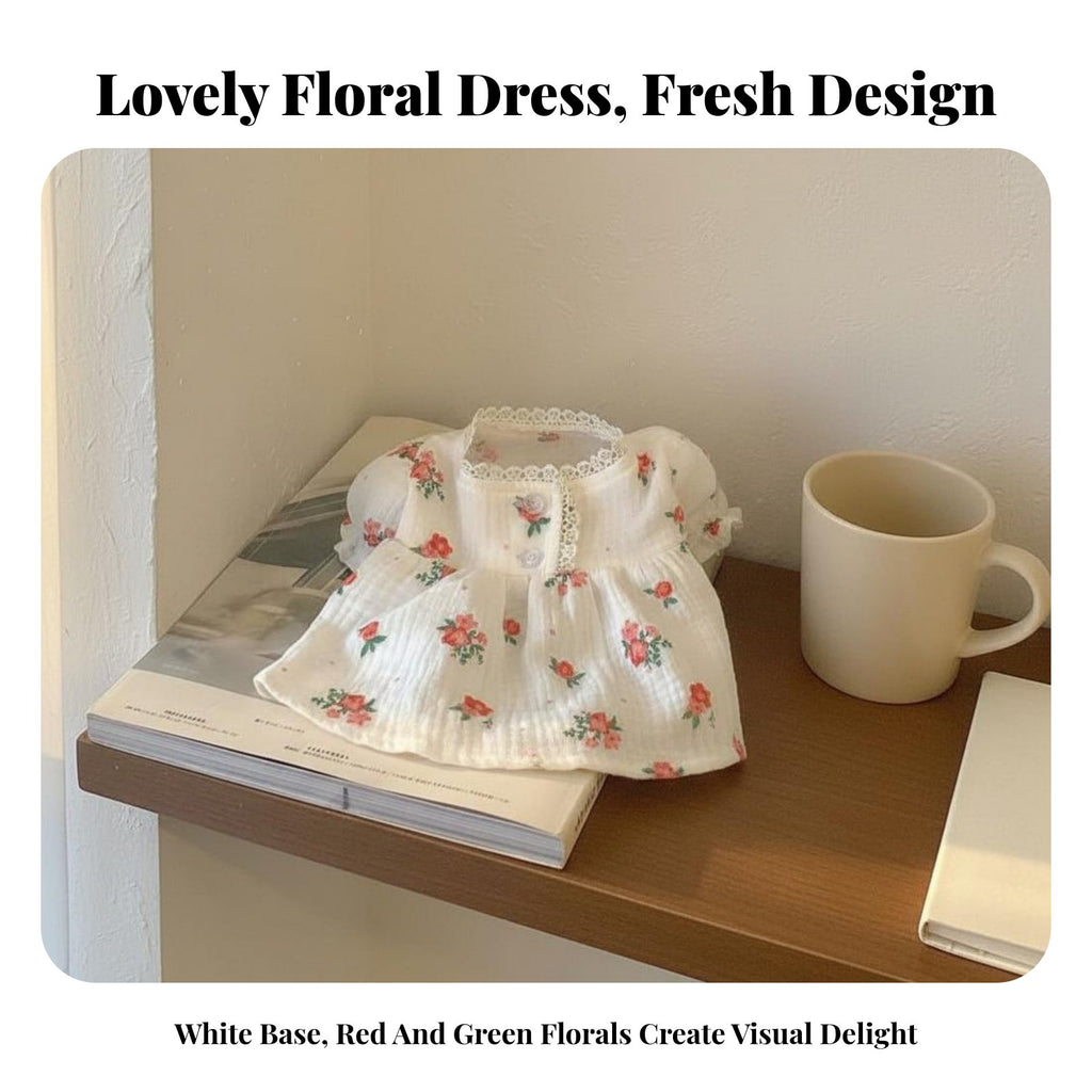 Cute Design Floral Pet Dress Soft and Comfortable Dog Dress Puff Sleeve Design for Dogs, Cats, Springtime, Photoshoots, Parties