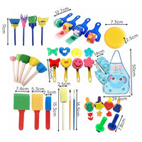 33 Pieces Sponge Stamp and Brush Set Sparks Creativity for Daycare, Preschoolers
