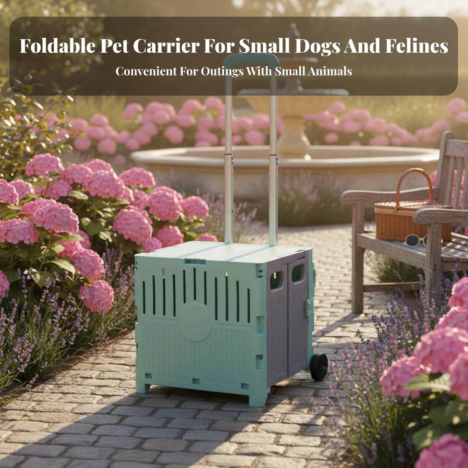 Detachable Pet Stroller Lightweight Wheeled pet compartment 360° pivoting rotating casters
