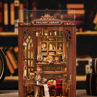DIY Book Nook Detailed Interior Miniature Library Scene Precision-Cut Wood