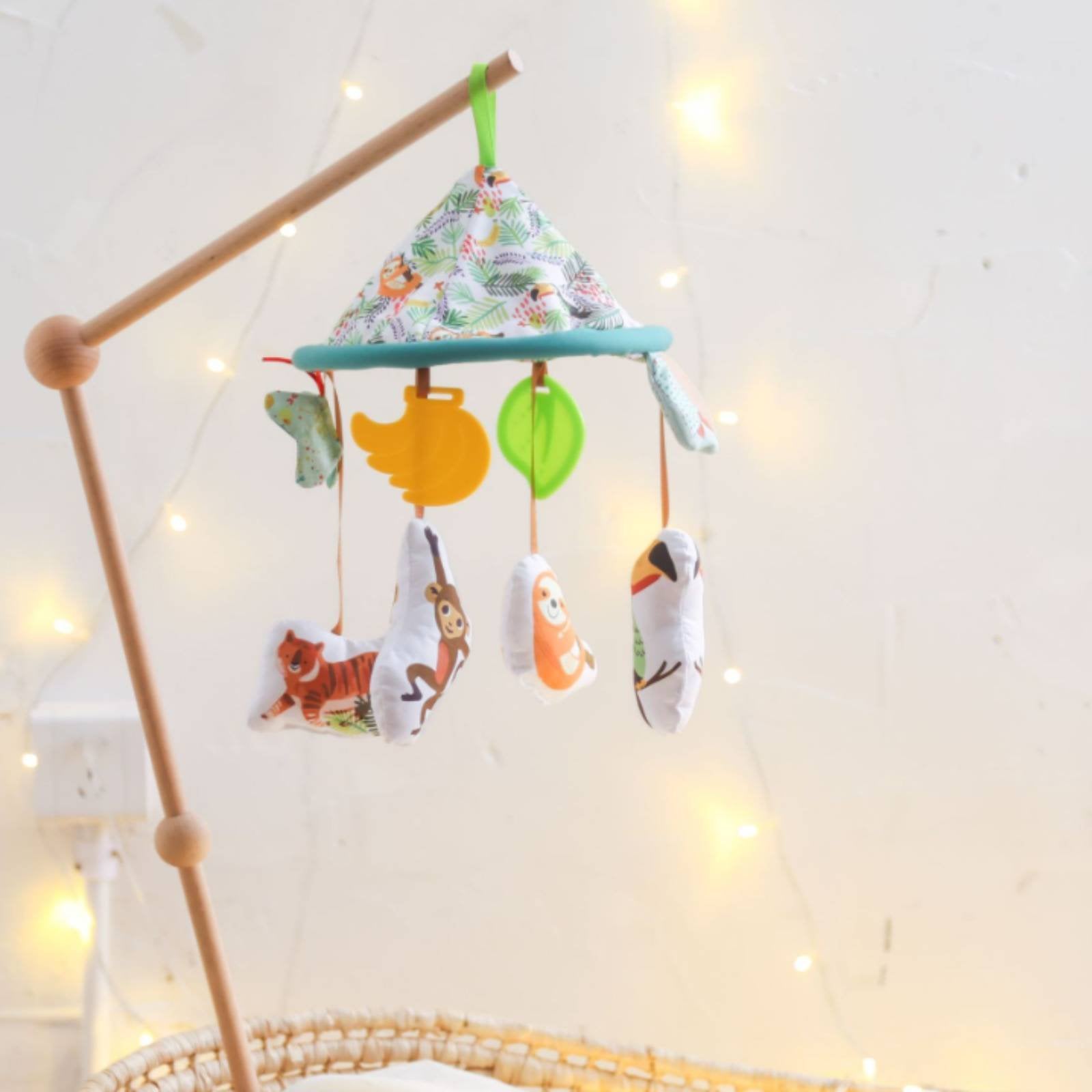 Safari Wildlife Mobile Easy Setup Crib Hanging Wildlife Toy Rotation for Infants
