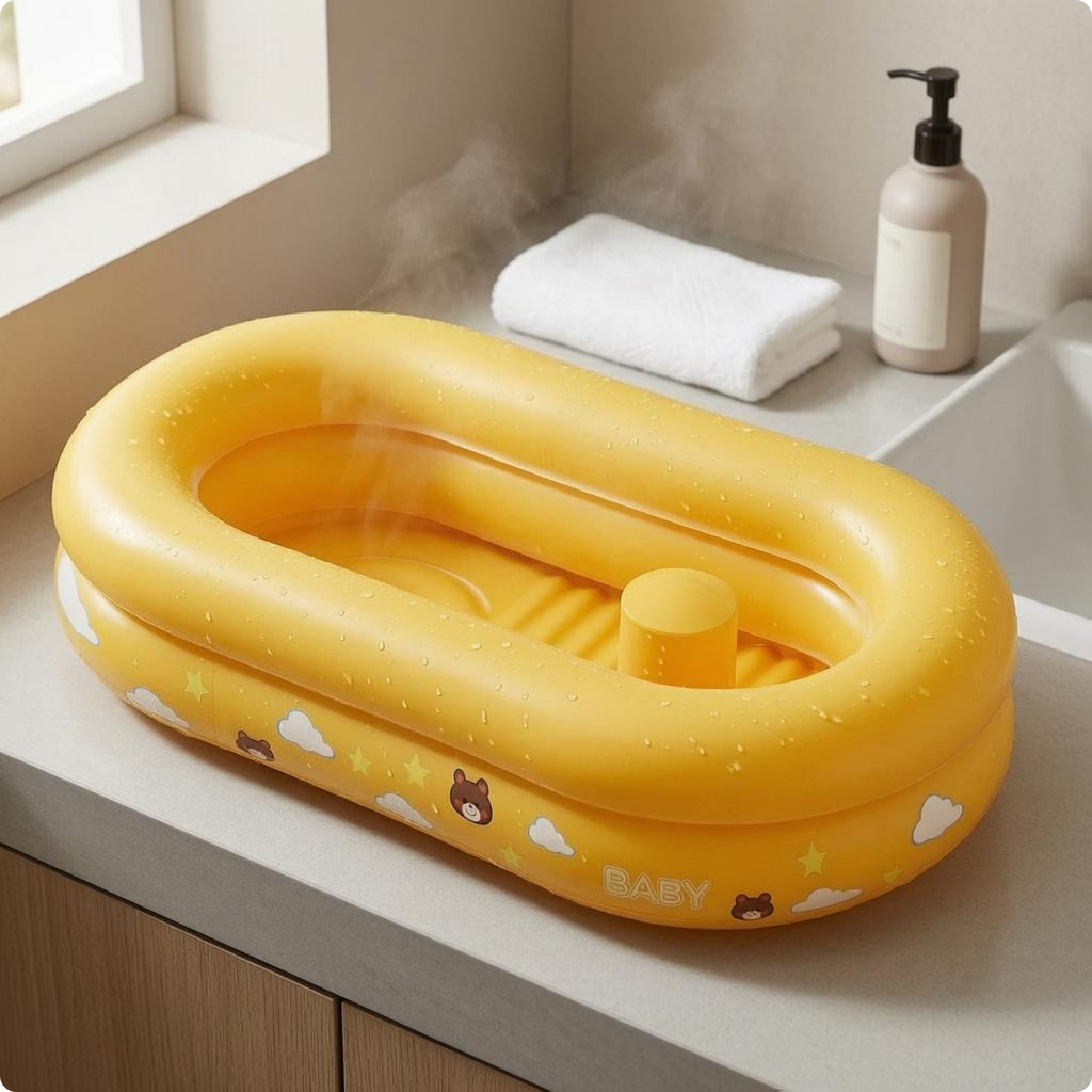 Inflatable Baby Bathtub Printed Inflatable Baby Tub Travel Friendly for Babies