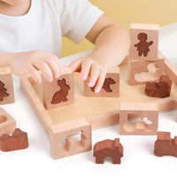Wooden Shape Matching Puzzle Early Learning Animal Block Puzzle Set Develops Fine Motor Skills Stacking Blocks for Preschoolers, Infants