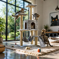 Multi-Level Feline Tree Hanging Feline Sling Pet Furniture Sisal Rope