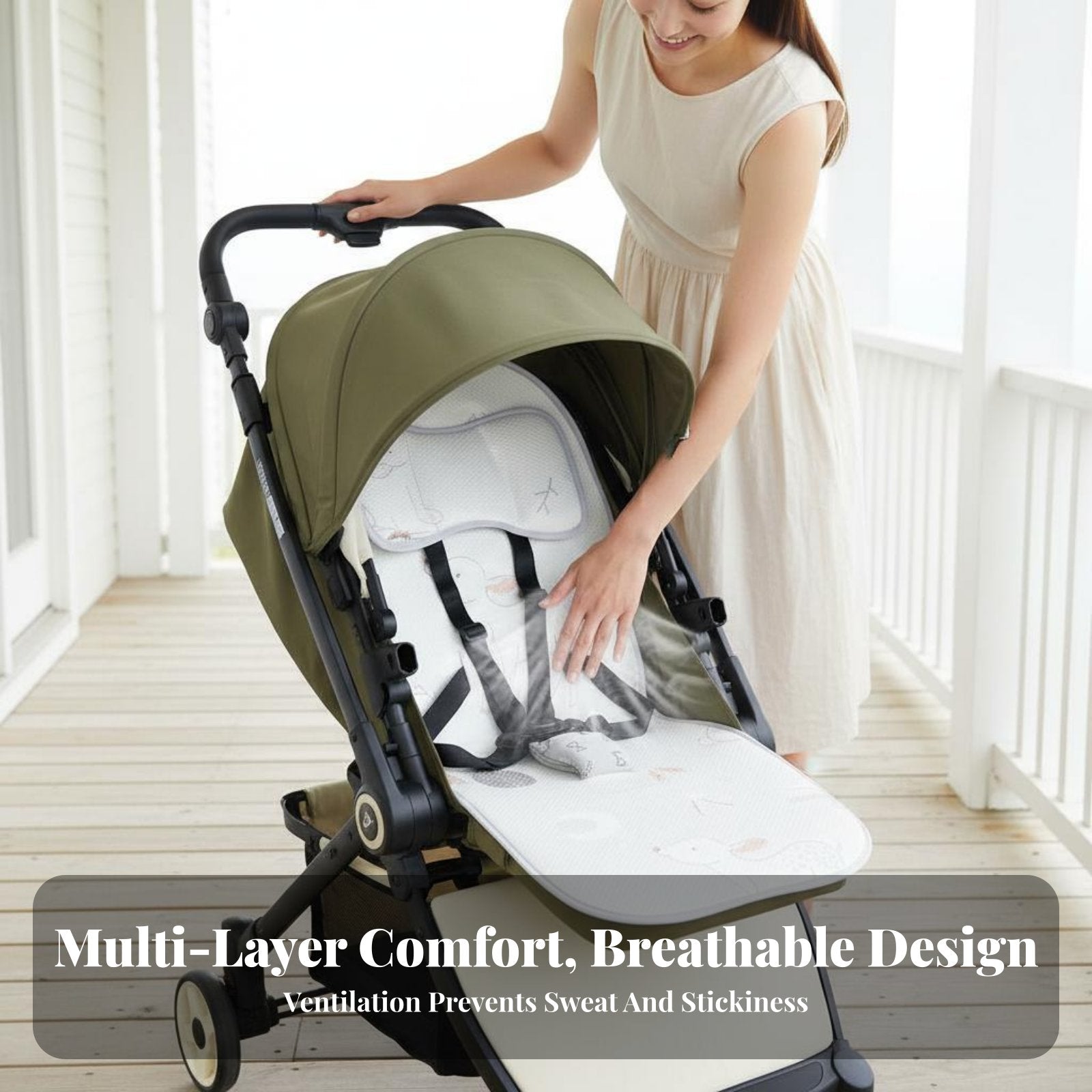 Universal Fit Baby Stroller Cooling Mat Moisture Wicking Breathable Stroller Seat Cushion Skin-Friendly for Toddlers, Hot Weather, Outdoor