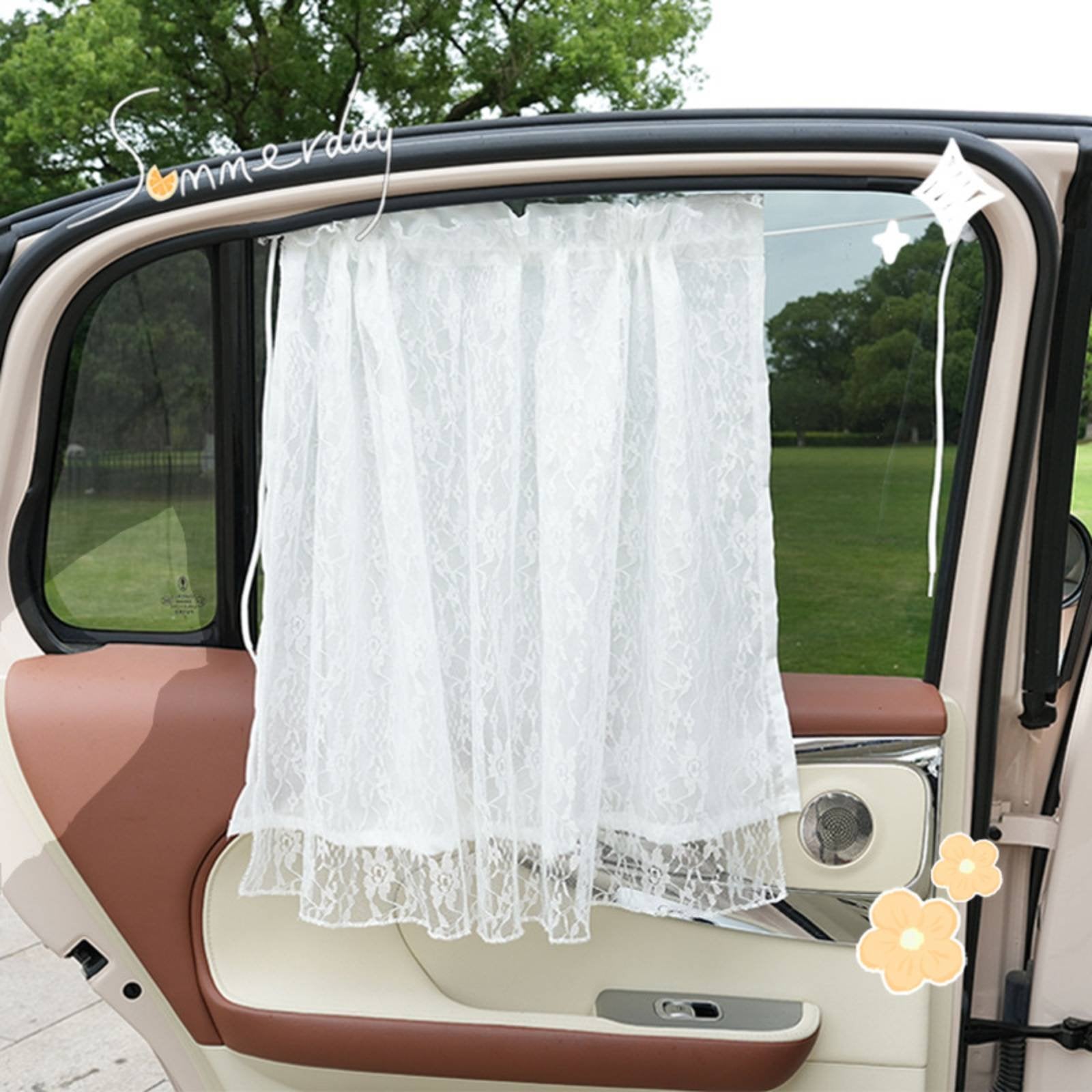 Lace Car Window Curtain Easy Installation Double Layer Car Adjustable Automotive Interior Accessory for Infants, Kids, Road Trips, Travel