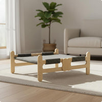 Wooden Feline Bed Gray Pet Furniture Breathable