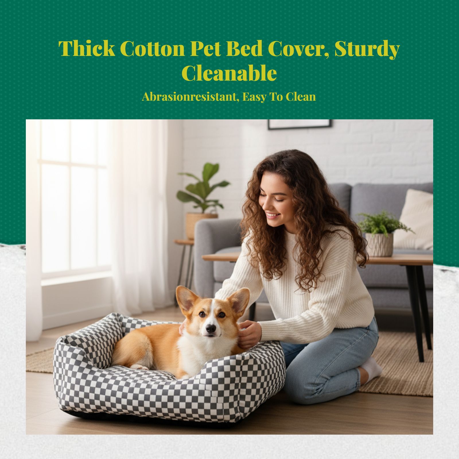 Washable fitted dog bed cover