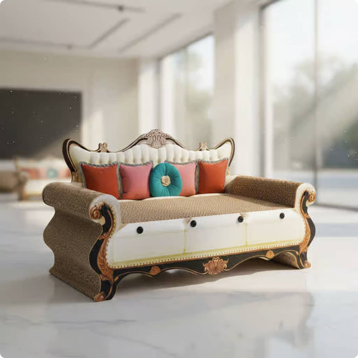 Cardboard Cat Scratcher Bed 2-in-1 Design Corrugated Cardboard Cat Lounge Large Size