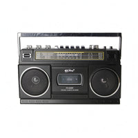 Built-in Handle AM/AM and Radio Tuning Radio Cassette Player Metal-Look Finish Tabletop Cassette Recorder Compact Dual Speaker Radio