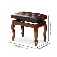 Adjustable Piano Bench Solid Wood Frame Padded Keyboard Chair Heavy-Duty
