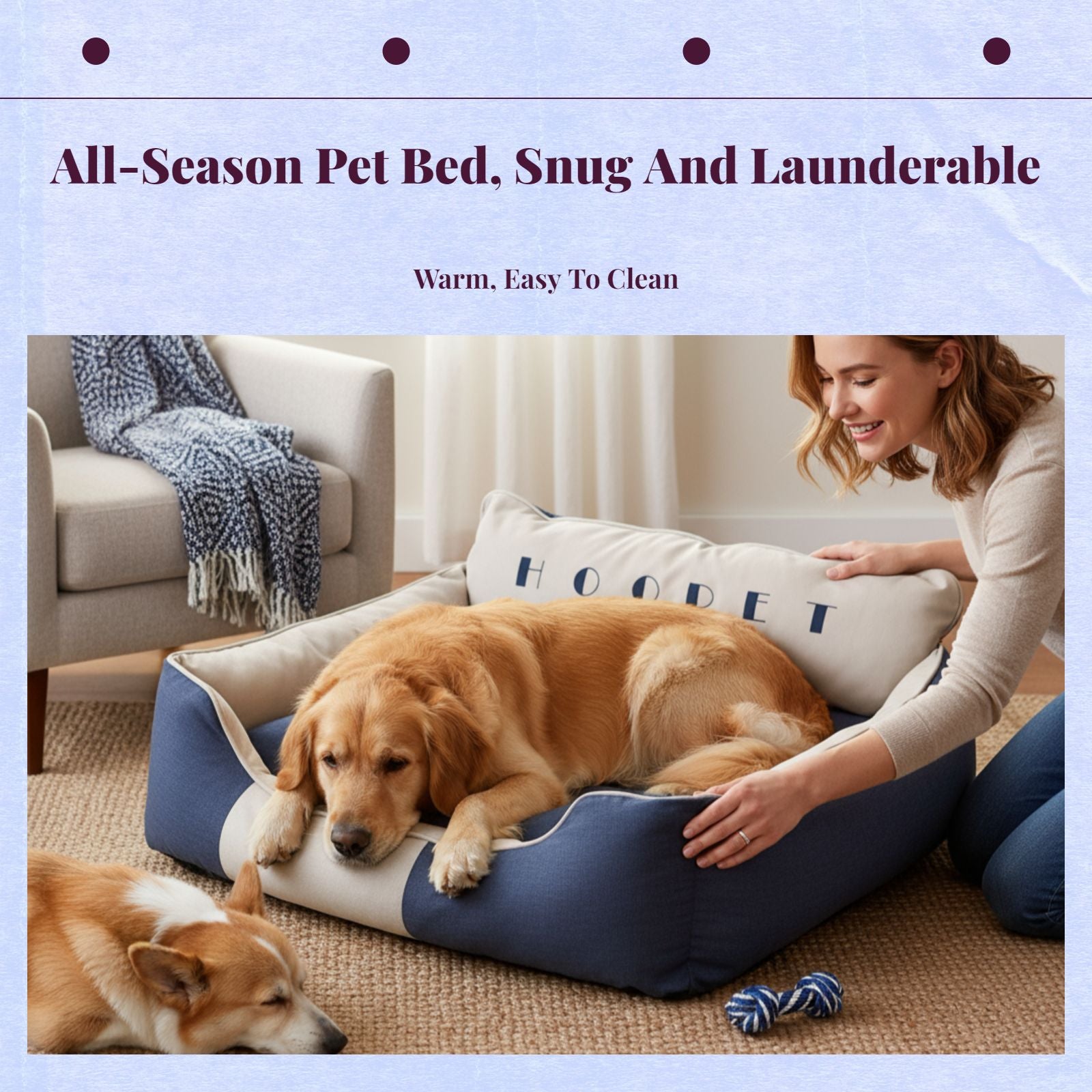 Orthopedic dog bed, washable cover