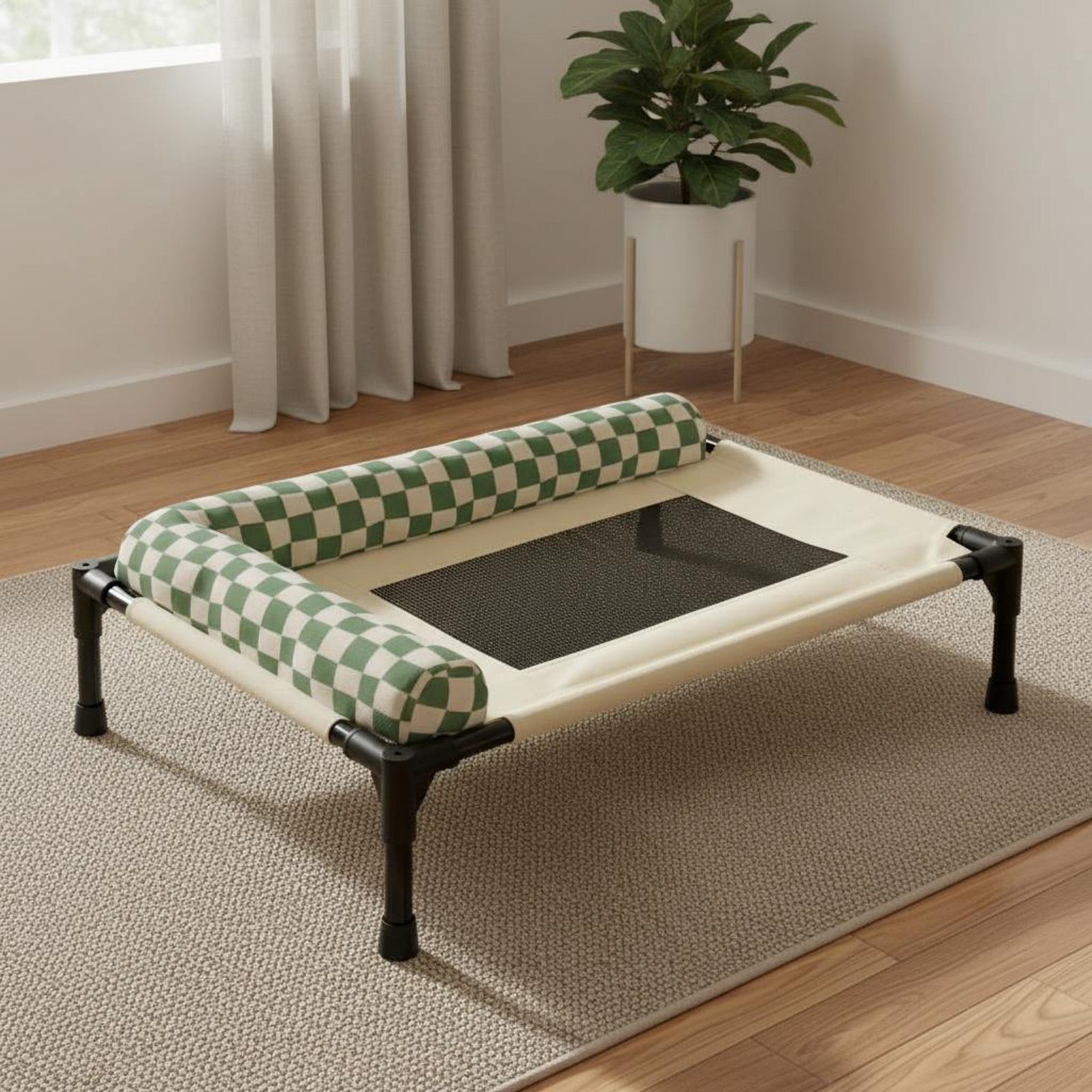 Breathable Dog Pet Bed Lightweight Cooling Pet Cot Bolstered Headrest for Summer