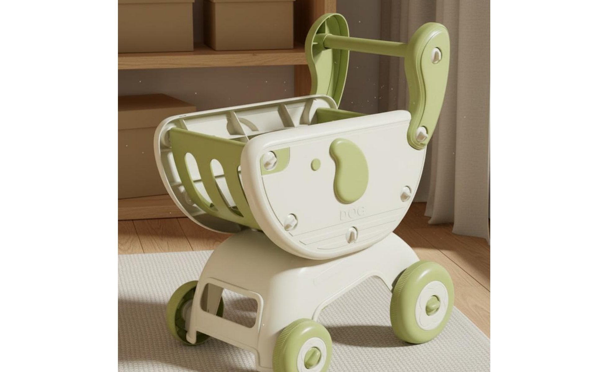 Multi-Functional Baby Stroller Shopping Trolley Anti-Tip Over Kids Grocery Trolley Toy Cute Creature Design for Playroom